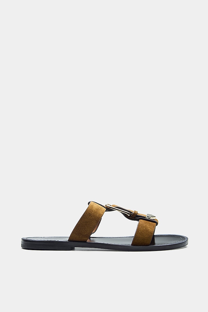 Tan Genuine Leather Flats by Oroh at Pernia's Pop Up Shop