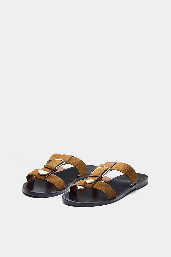 Tan Genuine Leather Flats by Oroh at Pernia's Pop Up Shop