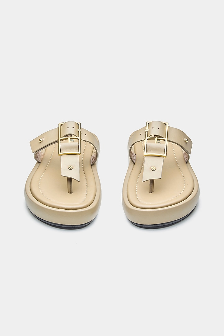 Nude Genuine Leather Flats by Oroh at Pernia's Pop Up Shop