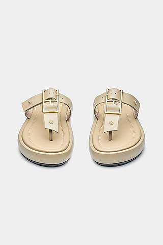 Nude Genuine Leather Flats by Oroh