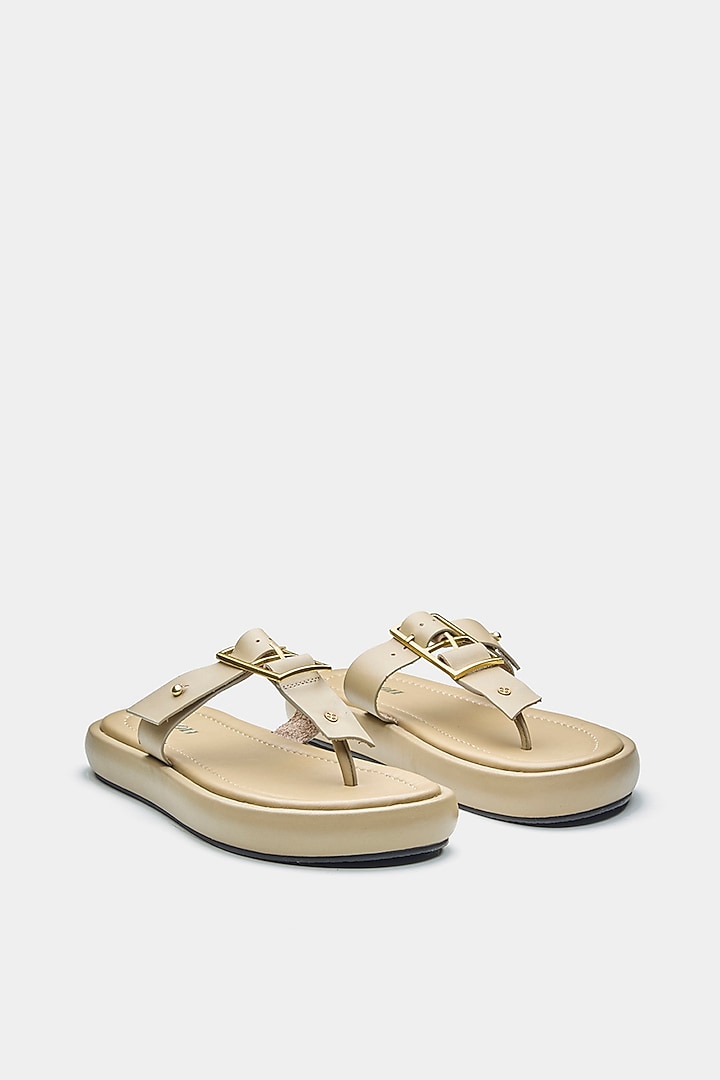 Nude Genuine Leather Flats by Oroh at Pernia's Pop Up Shop