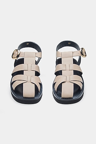 Nude Genuine Leather Flats by Oroh
