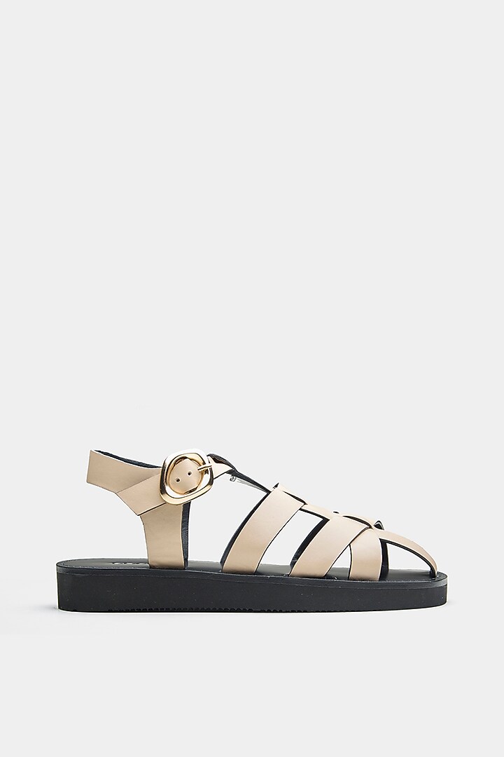 Nude Genuine Leather Flats by Oroh at Pernia's Pop Up Shop