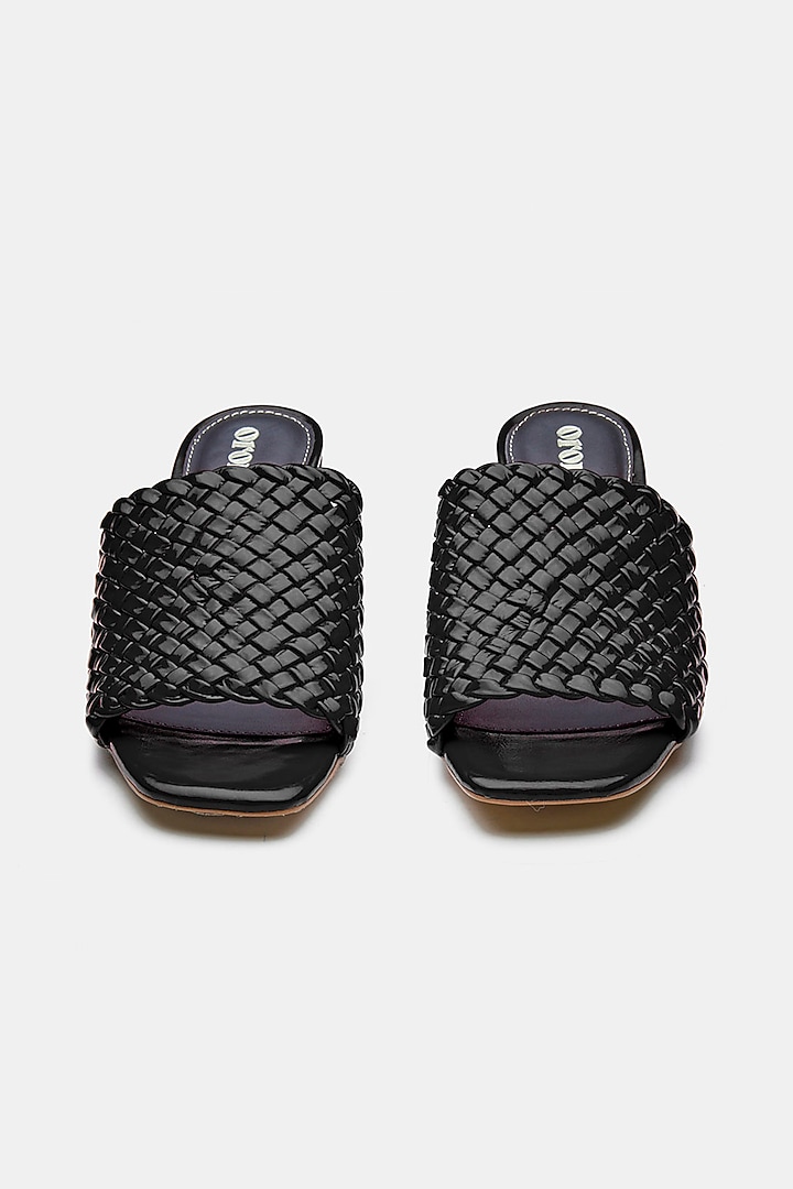 Black Genuine Leather Open-Toe Heels by Oroh at Pernia's Pop Up Shop