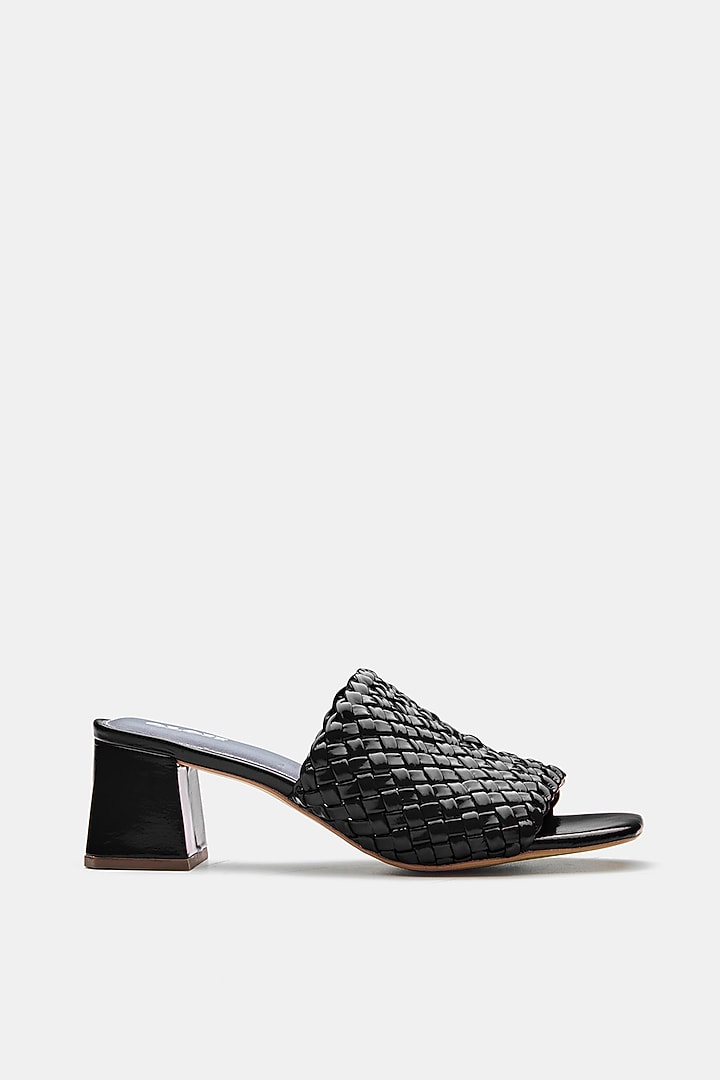 Black Genuine Leather Open-Toe Heels by Oroh at Pernia's Pop Up Shop