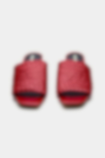 Red Genuine Leather Open-Toe Heels by Oroh at Pernia's Pop Up Shop