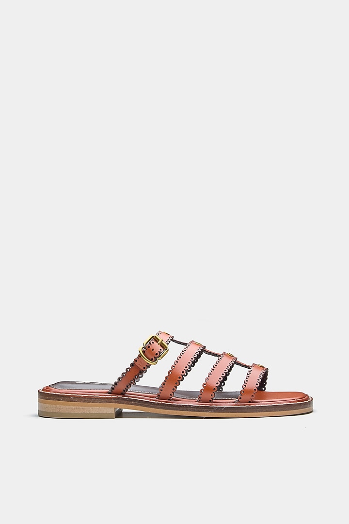 Tan Genuine Leather Flats by Oroh at Pernia's Pop Up Shop