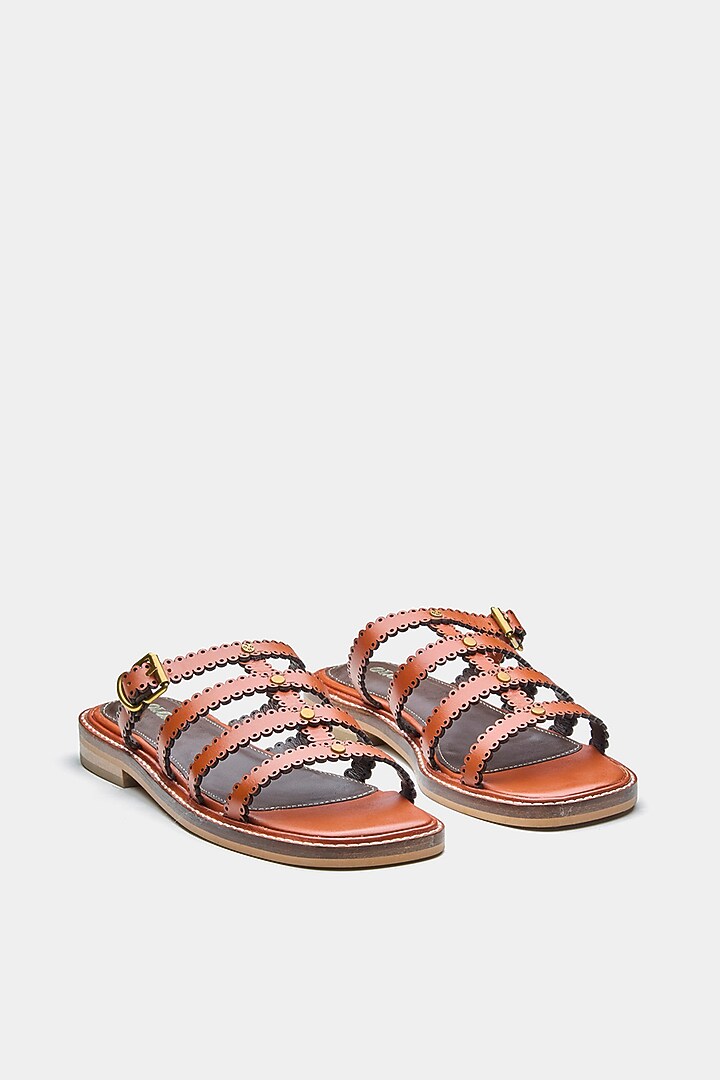 Tan Genuine Leather Flats by Oroh at Pernia's Pop Up Shop