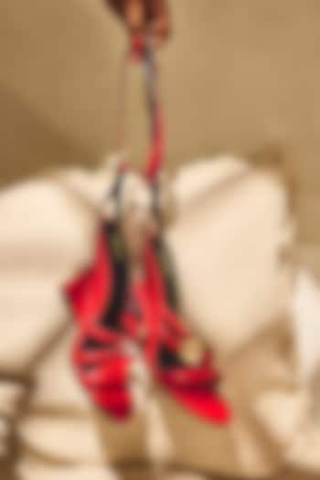 Red Genuine Leather Wedges by Oroh at Pernia's Pop Up Shop