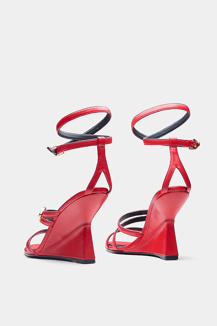 Red Genuine Leather Wedges by Oroh at Pernia's Pop Up Shop