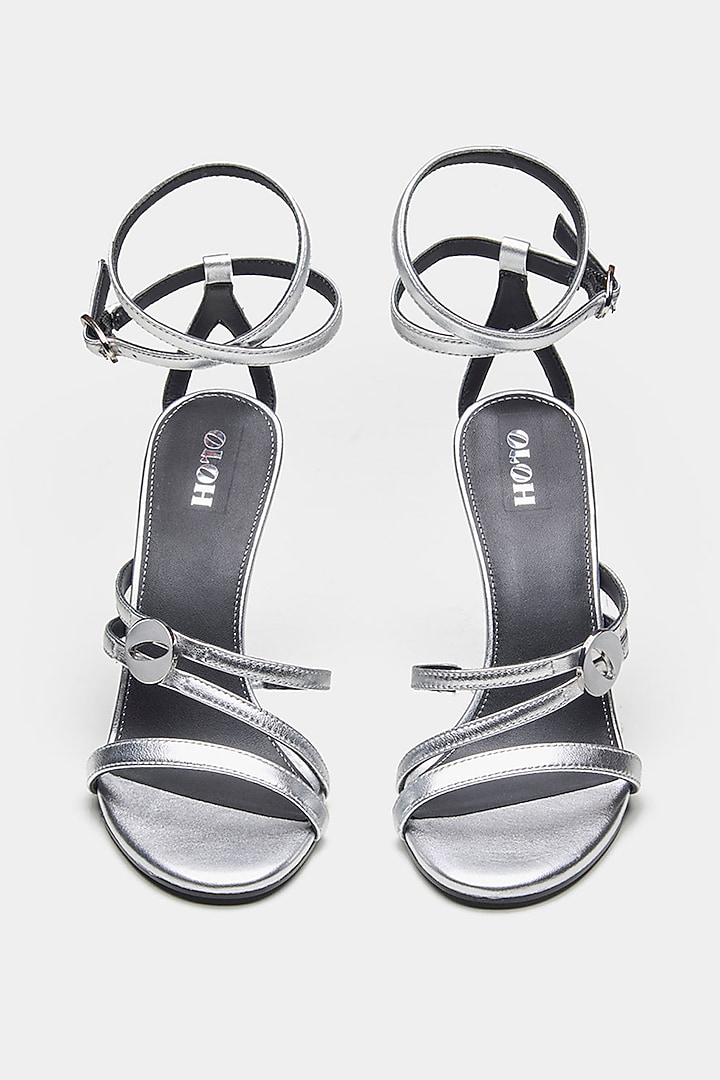 Silver Genuine Leather Wedges by Oroh at Pernia's Pop Up Shop