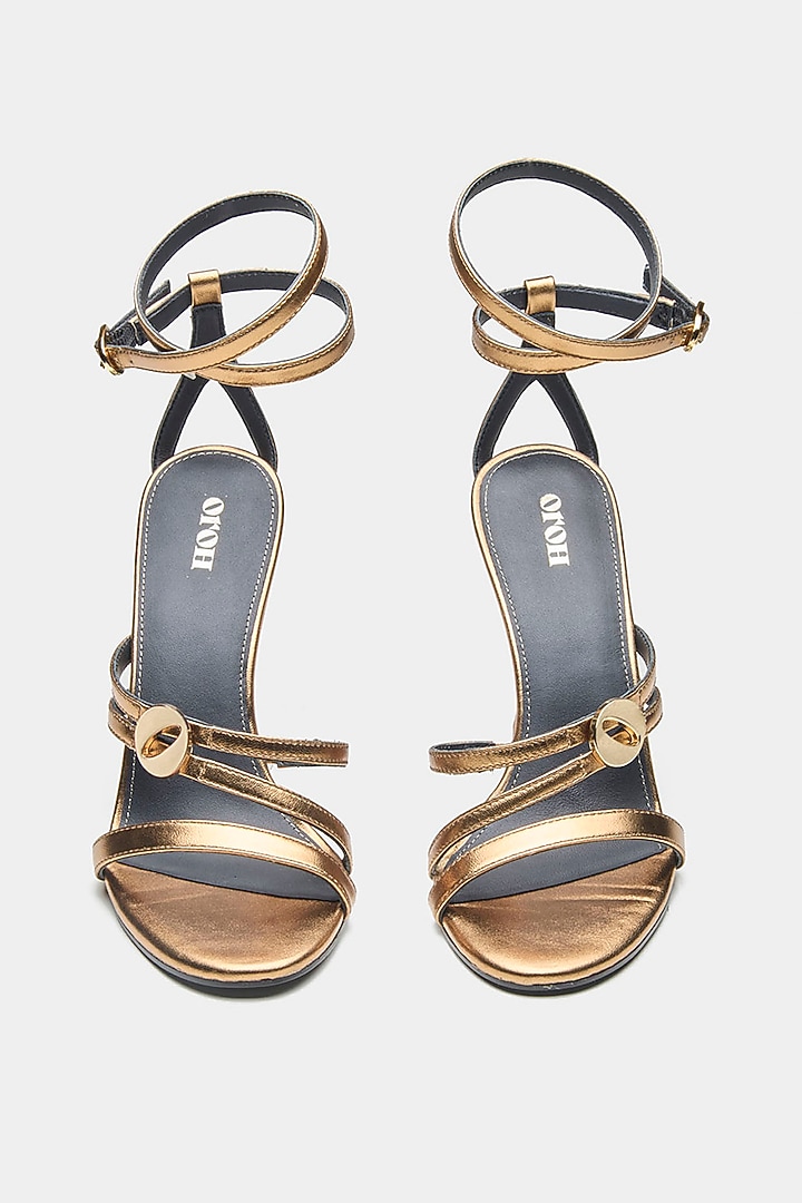 Gold Genuine Leather Wedges by Oroh at Pernia's Pop Up Shop