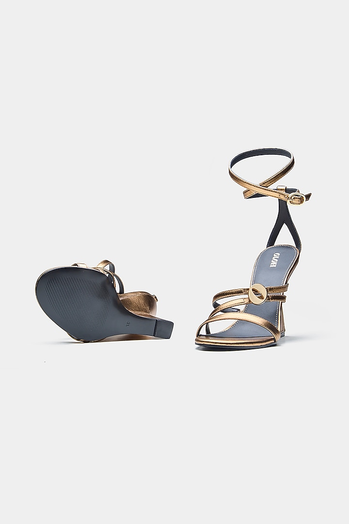 Gold Genuine Leather Wedges by Oroh at Pernia's Pop Up Shop