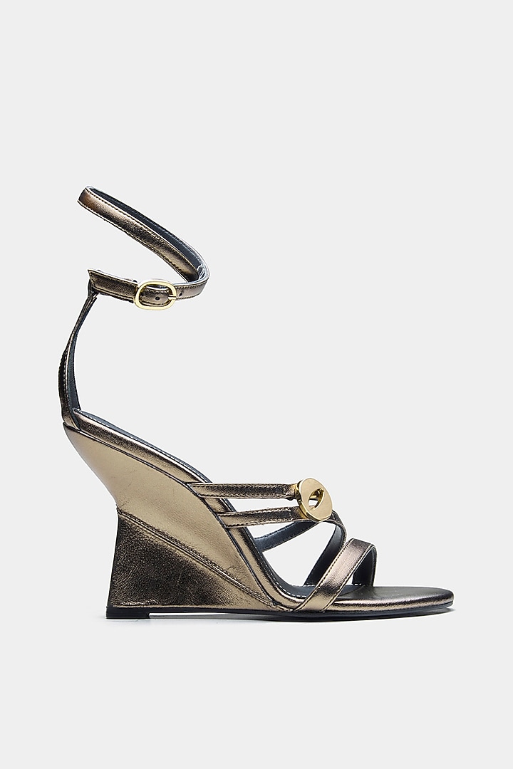 Bronze Genuine Leather Wedges by Oroh at Pernia's Pop Up Shop