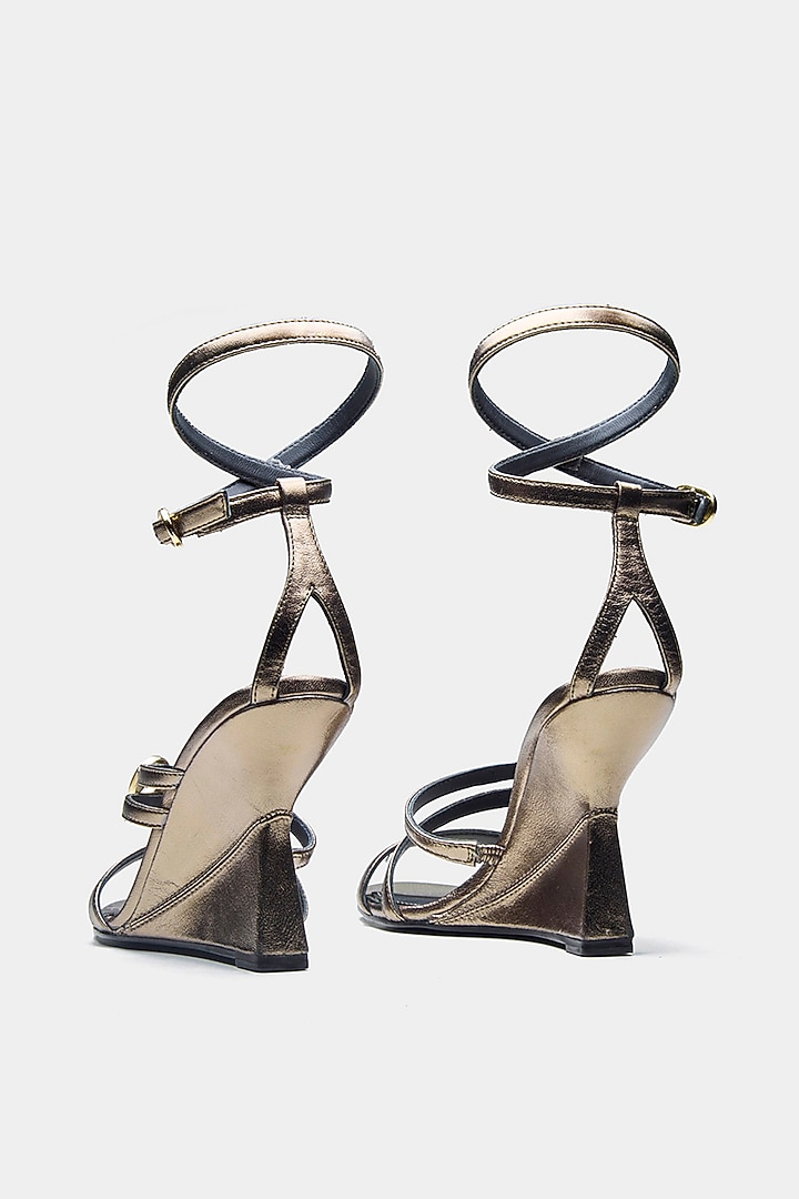 Bronze Genuine Leather Wedges by Oroh at Pernia's Pop Up Shop