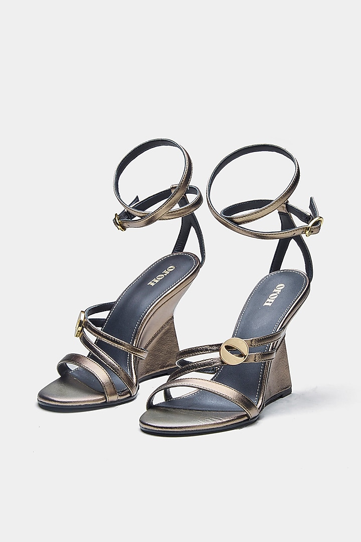 Bronze Genuine Leather Wedges by Oroh at Pernia's Pop Up Shop