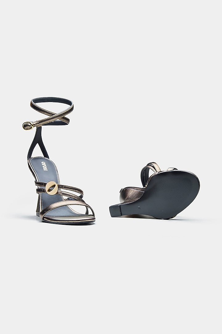 Bronze Genuine Leather Wedges by Oroh at Pernia's Pop Up Shop