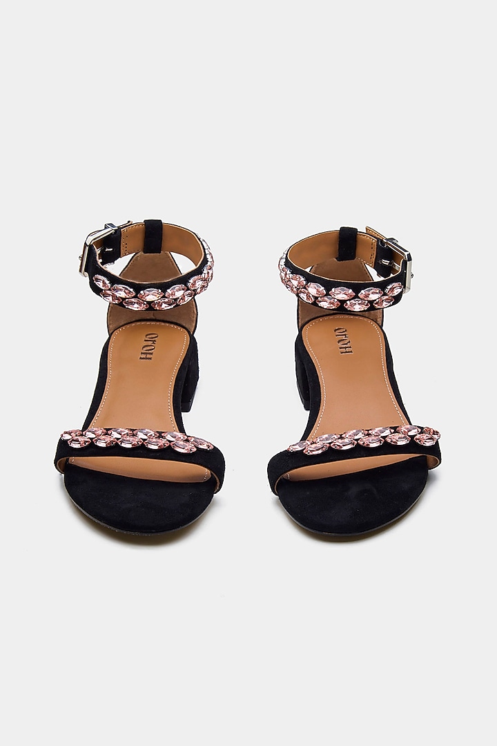 Black Genuine Leather Block Heels by Oroh at Pernia's Pop Up Shop