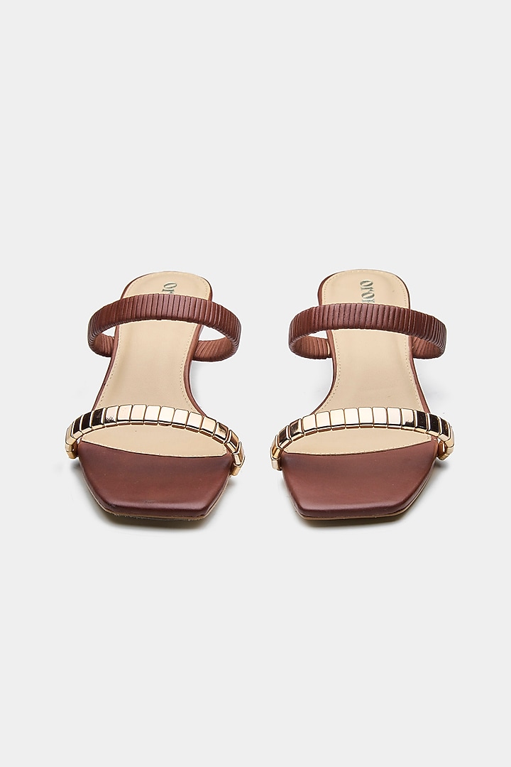 Brown Genuine Leather Kitten Heels by Oroh at Pernia's Pop Up Shop