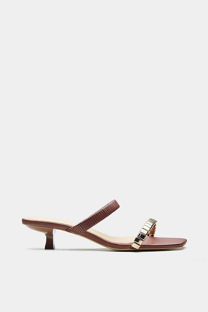 Brown Genuine Leather Kitten Heels by Oroh at Pernia's Pop Up Shop