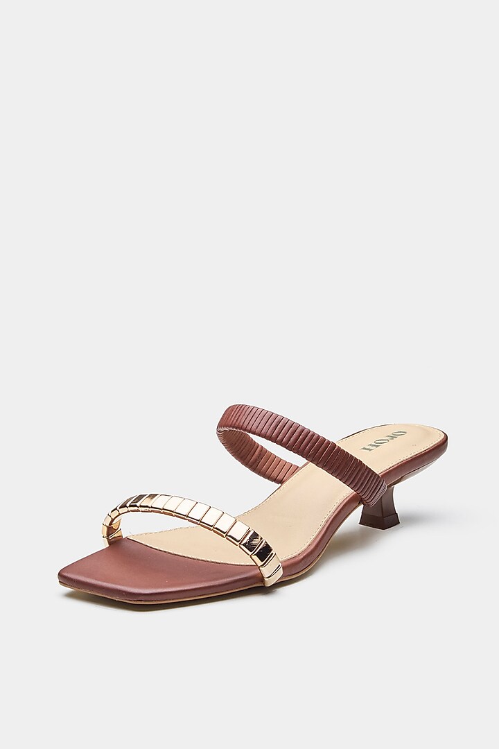 Brown Genuine Leather Kitten Heels by Oroh at Pernia's Pop Up Shop