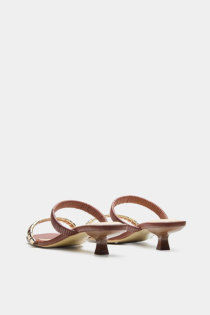 Brown Genuine Leather Kitten Heels by Oroh at Pernia's Pop Up Shop
