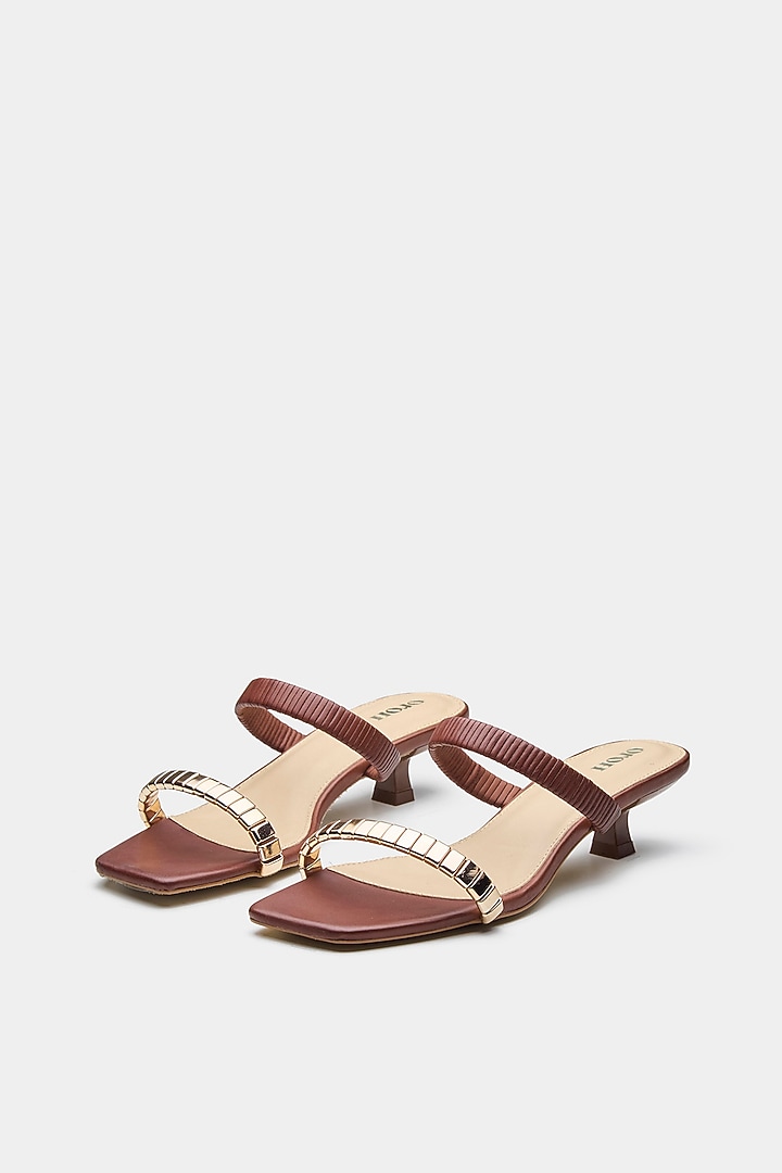 Brown Genuine Leather Kitten Heels by Oroh at Pernia's Pop Up Shop