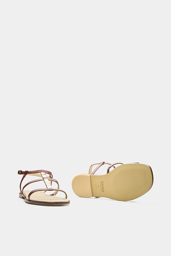 Brown Genuine Leather Criss-Cross Strap Flats by Oroh at Pernia's Pop Up Shop