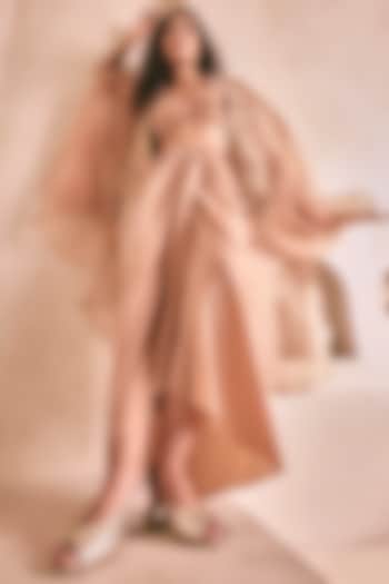 Gold Shine Genuine Leather Woven Block Heels by Oroh at Pernia's Pop Up Shop