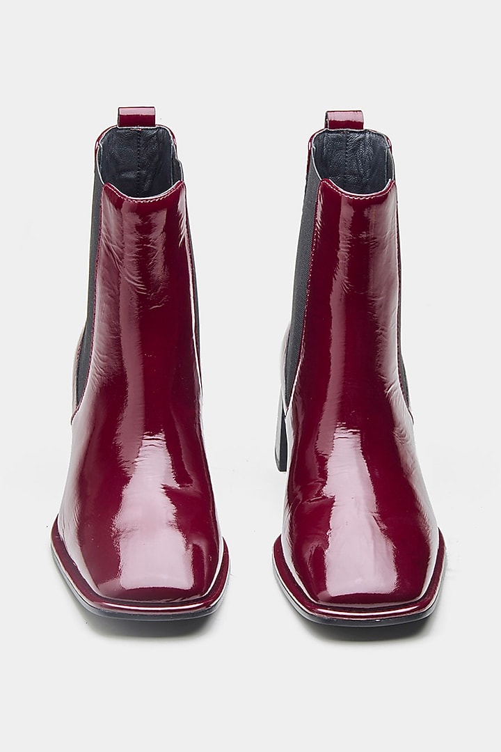 Maroon Genuine Leather Ankle Boots by Oroh at Pernia's Pop Up Shop