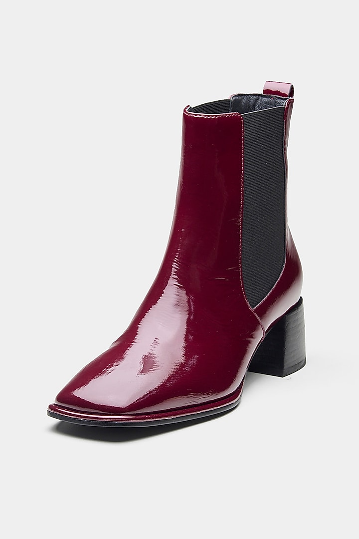 Maroon Genuine Leather Ankle Boots by Oroh at Pernia's Pop Up Shop