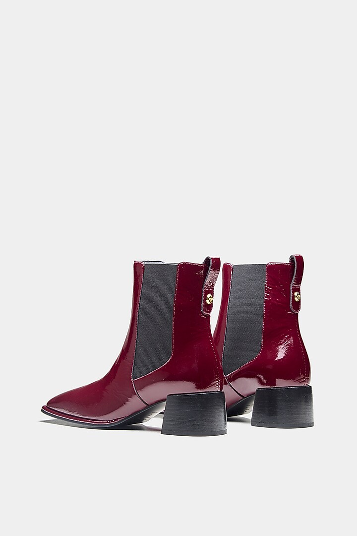 Maroon Genuine Leather Ankle Boots by Oroh at Pernia's Pop Up Shop