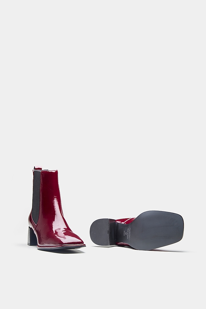 Maroon Genuine Leather Ankle Boots by Oroh at Pernia's Pop Up Shop
