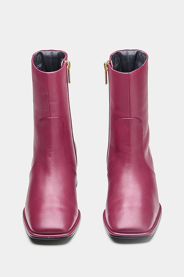 Maroon Genuine Leather Ankle Boots by Oroh at Pernia's Pop Up Shop