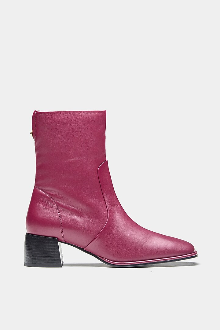 Maroon Genuine Leather Ankle Boots by Oroh at Pernia's Pop Up Shop