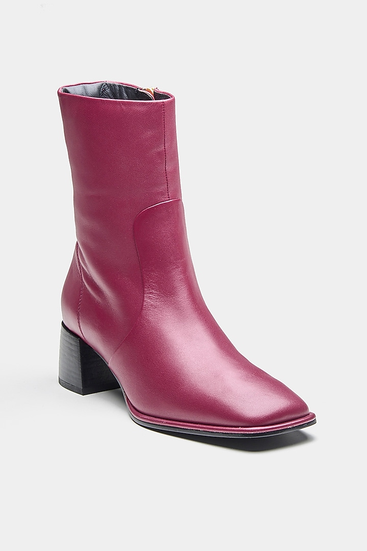 Maroon Genuine Leather Ankle Boots by Oroh at Pernia's Pop Up Shop
