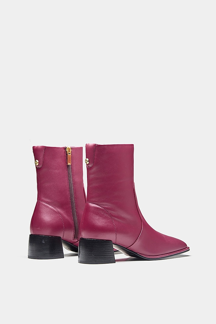 Maroon Genuine Leather Ankle Boots by Oroh at Pernia's Pop Up Shop