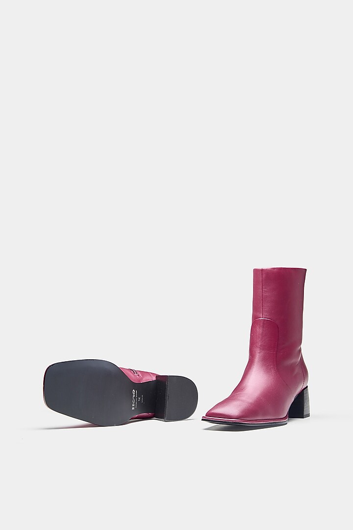 Maroon Genuine Leather Ankle Boots by Oroh at Pernia's Pop Up Shop