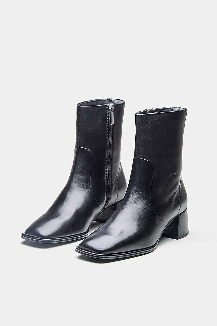 Black Genuine Leather Ankle Boots by Oroh at Pernia's Pop Up Shop