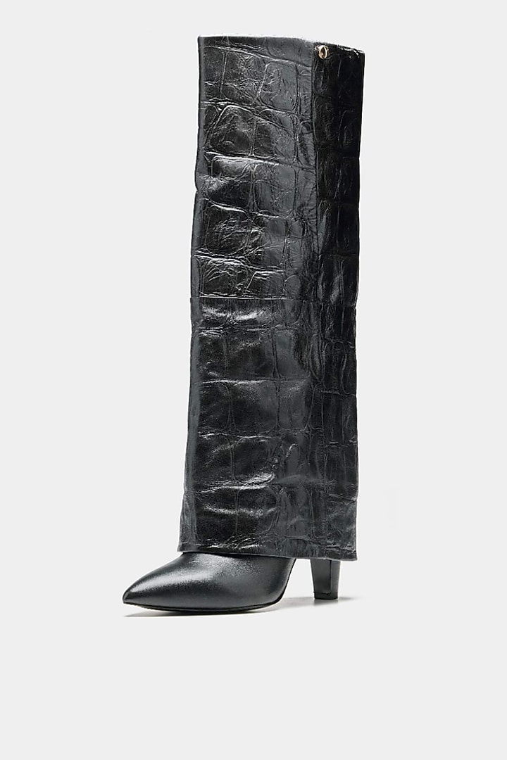 Black Genuine Leather Long Boots by Oroh at Pernia's Pop Up Shop