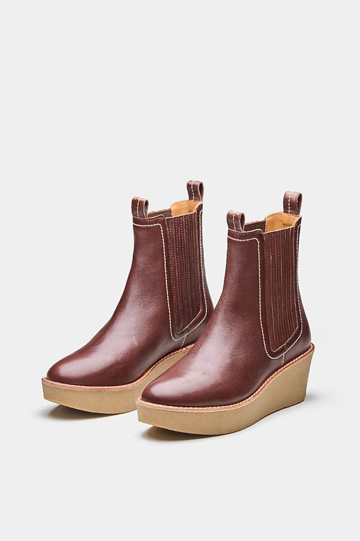 Brown Genuine Leather Ankle Boots by Oroh at Pernia's Pop Up Shop