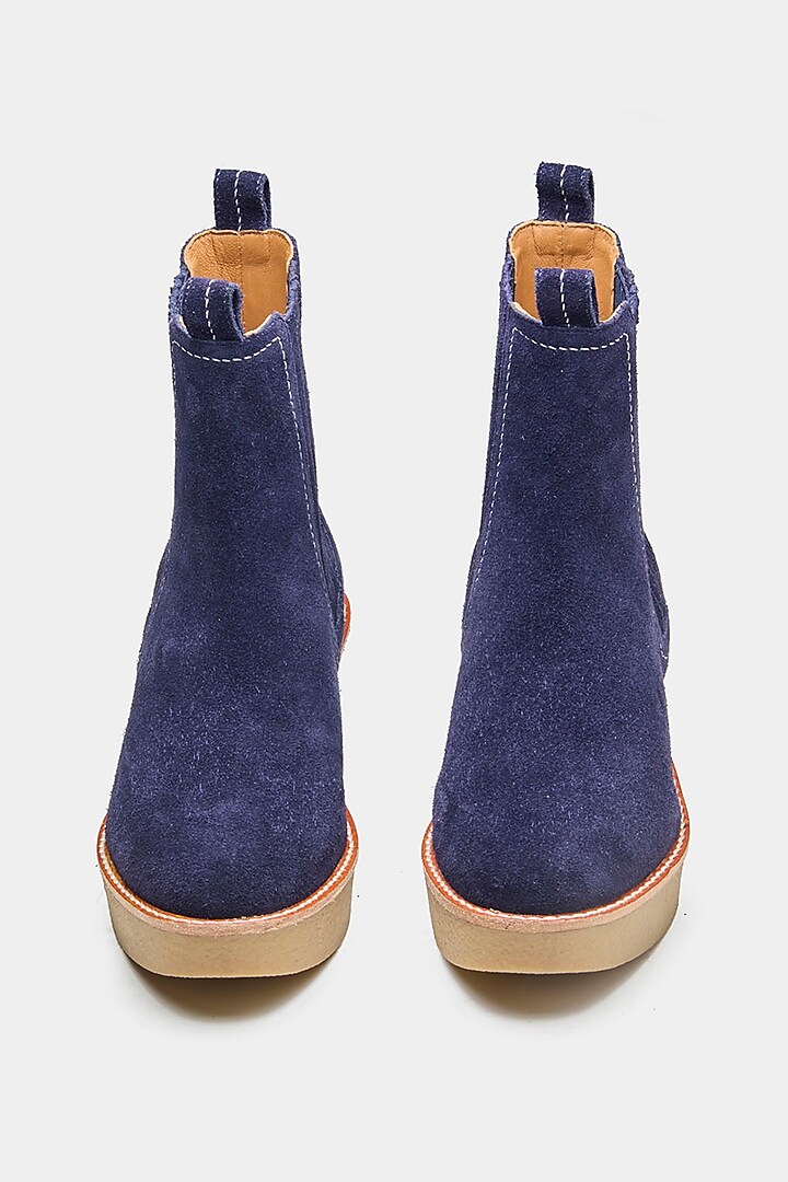 Blue Genuine Leather Ankle Boots by Oroh at Pernia's Pop Up Shop