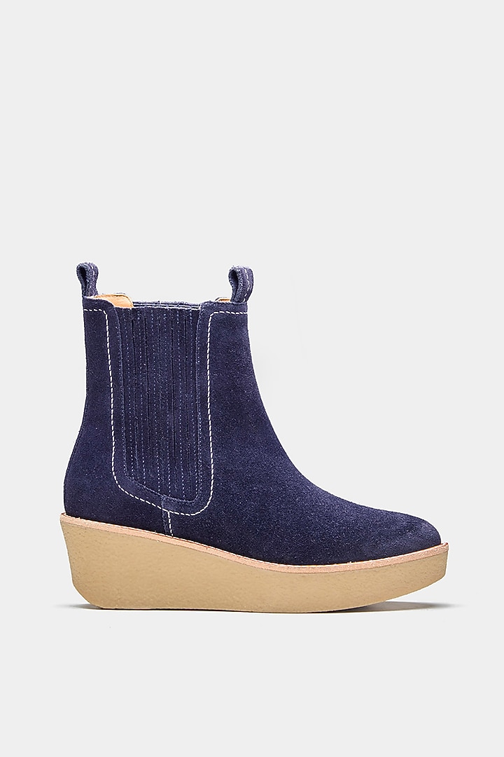 Blue Genuine Leather Ankle Boots by Oroh at Pernia's Pop Up Shop