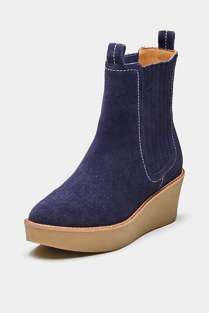 Blue Genuine Leather Ankle Boots by Oroh at Pernia's Pop Up Shop