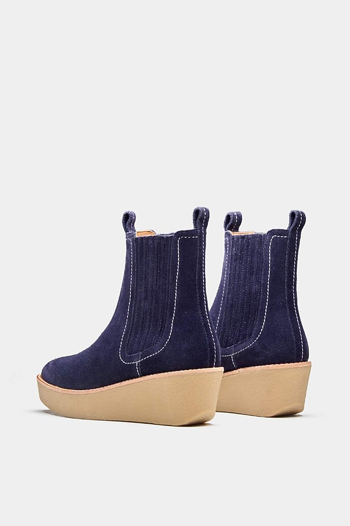 Blue Genuine Leather Ankle Boots by Oroh at Pernia's Pop Up Shop