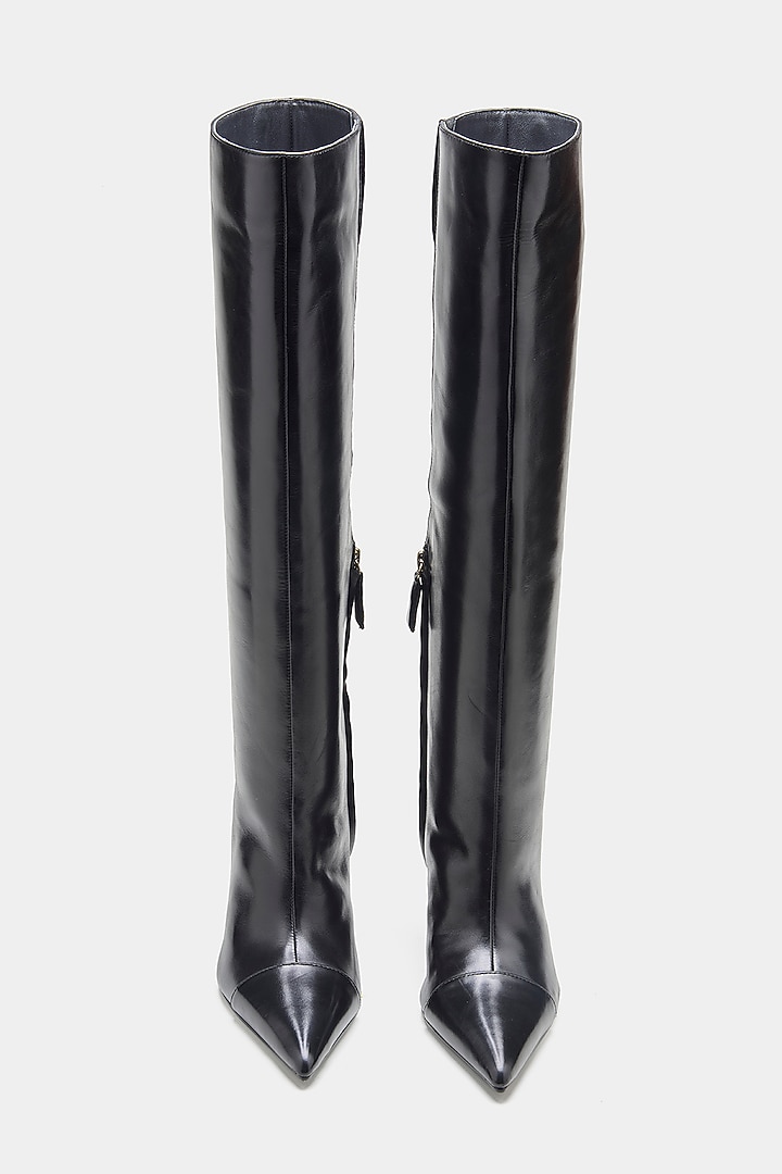 Black Genuine Leather Long Boots by Oroh at Pernia's Pop Up Shop