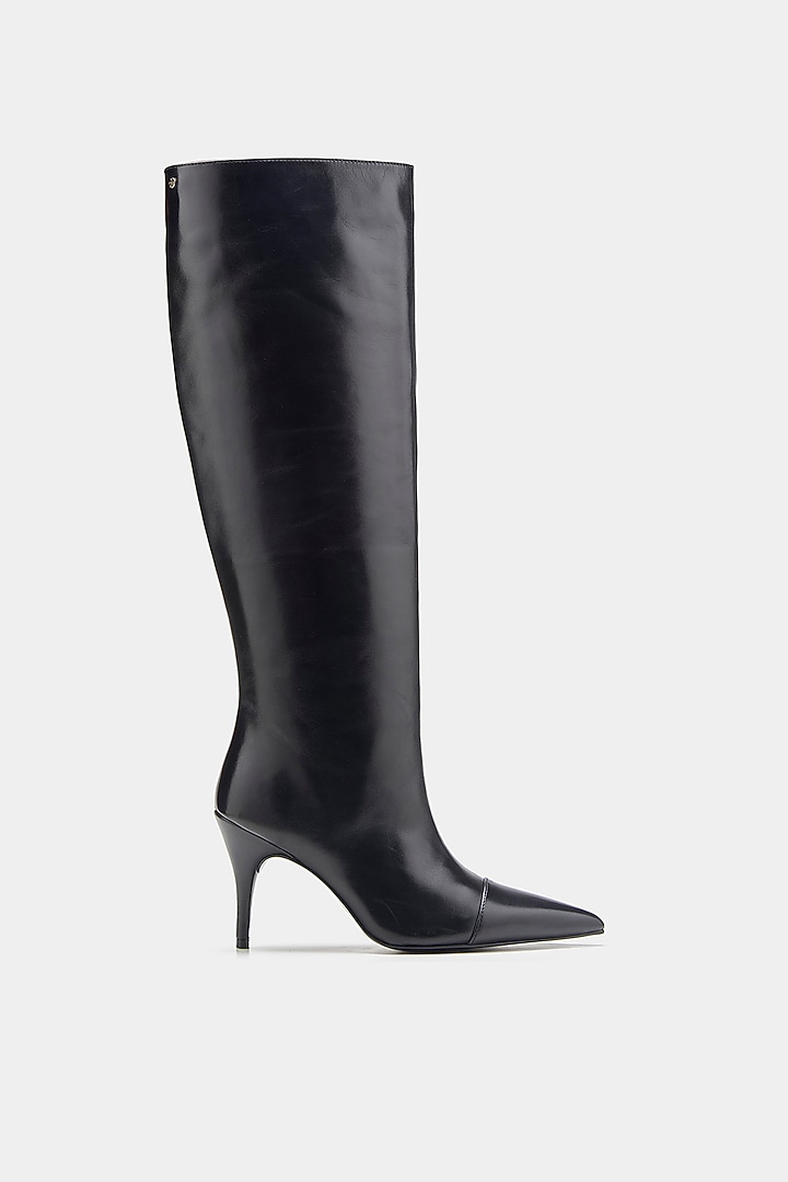Black Genuine Leather Long Boots by Oroh at Pernia's Pop Up Shop