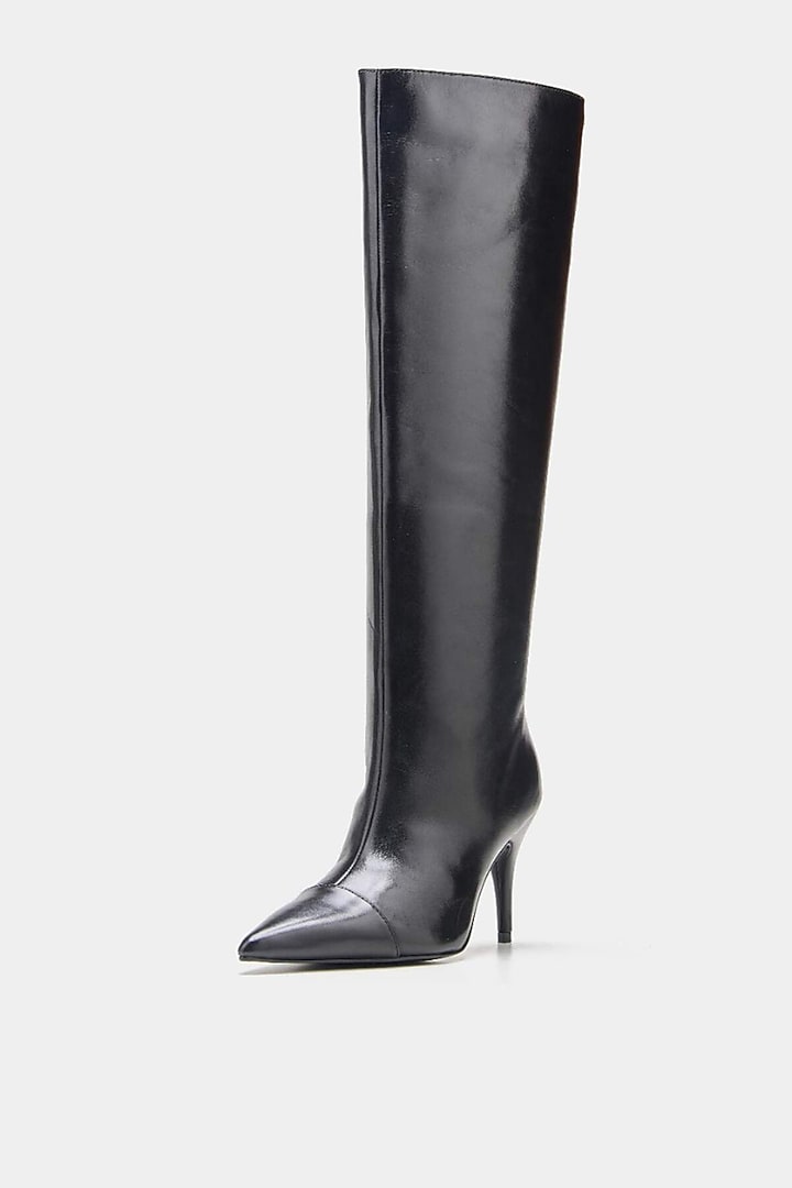 Black Genuine Leather Long Boots by Oroh at Pernia's Pop Up Shop