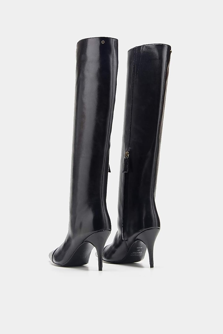 Black Genuine Leather Long Boots by Oroh at Pernia's Pop Up Shop