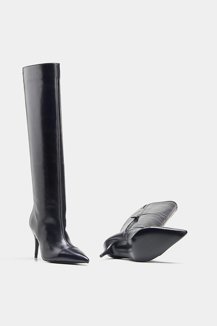 Black Genuine Leather Long Boots by Oroh at Pernia's Pop Up Shop